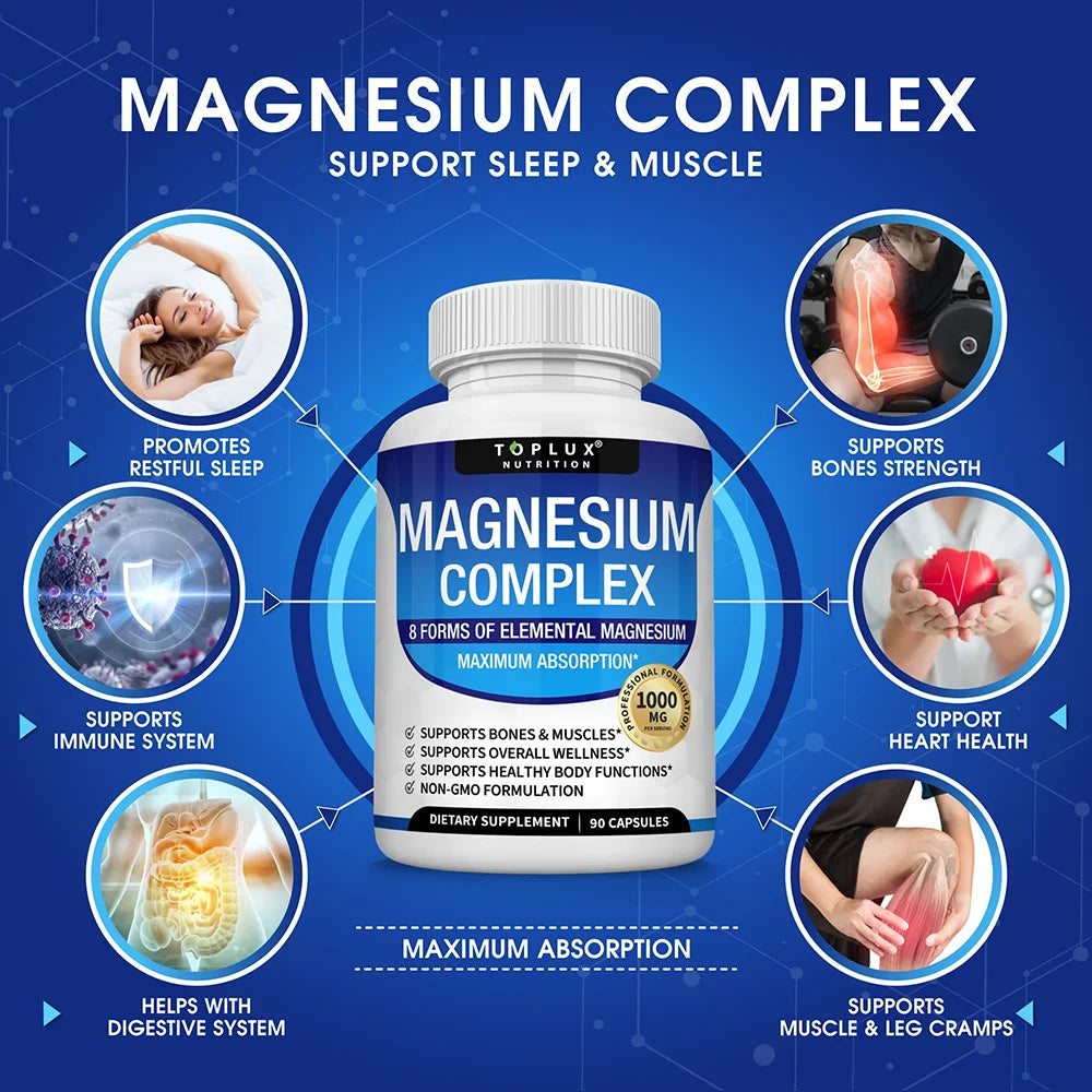 Magnesium Complex Supplement 1000 mg – Bone & Muscle Support