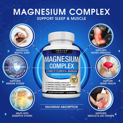Magnesium Complex Supplement 1000 mg – Bone & Muscle Support