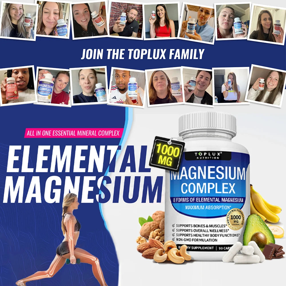 Magnesium Complex Supplement 1000 mg – Bone & Muscle Support